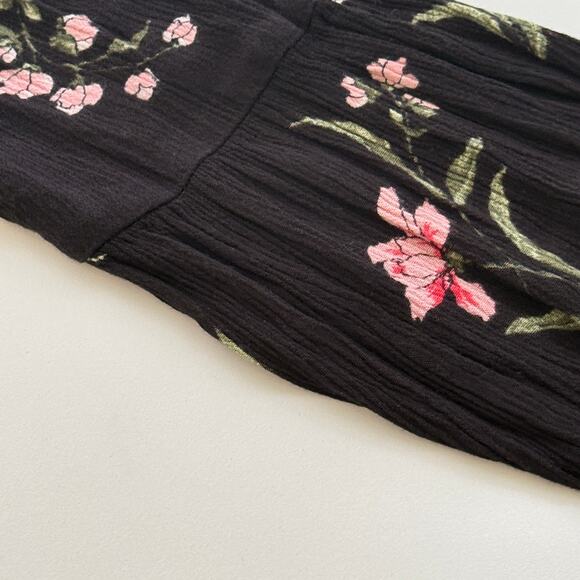 Hollister Floral Off the Shoulder Sz Med Bell Sleeves Crop Boho Peasant Y2K Top - Picture 9 of 11